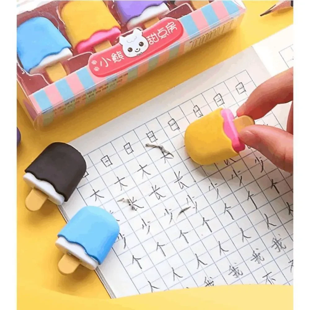 8 8pcs Creative Ice Cream & Cake Shaped Erasers Toy Set